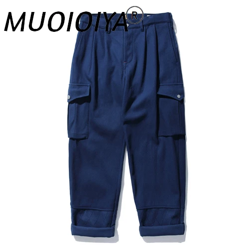 

Sashiko Men Pants Multi-pocket Cotton Trousers Baker Pants Kendo Clothing Fabric 420g Thick Autumn and Winter