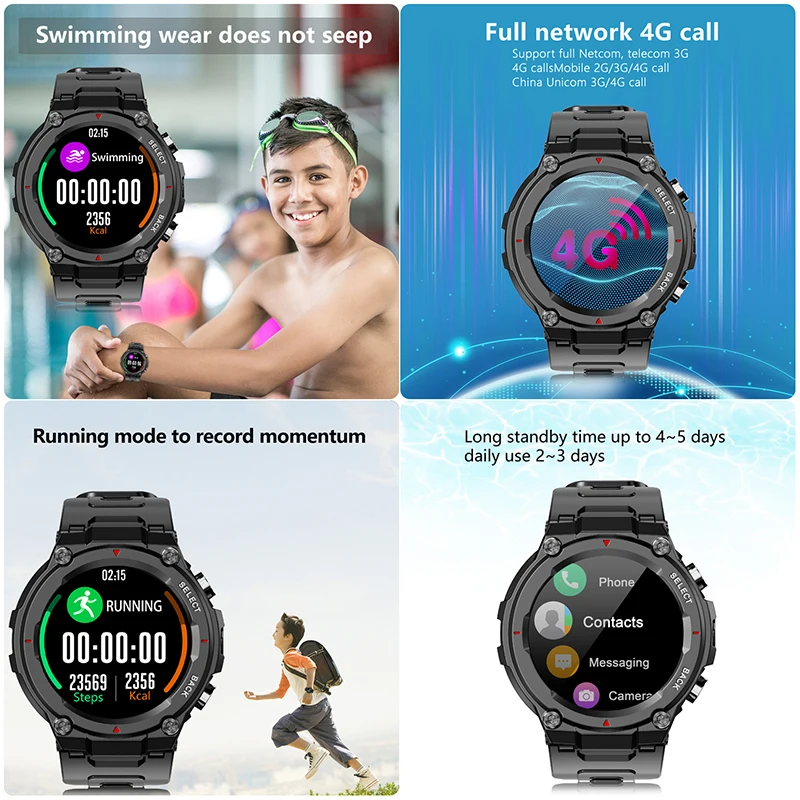 4g smart watch men and women outdoor sports fitness tracker waterproof dustproof smartwatch multilingual phone watches q998 free global shipping
