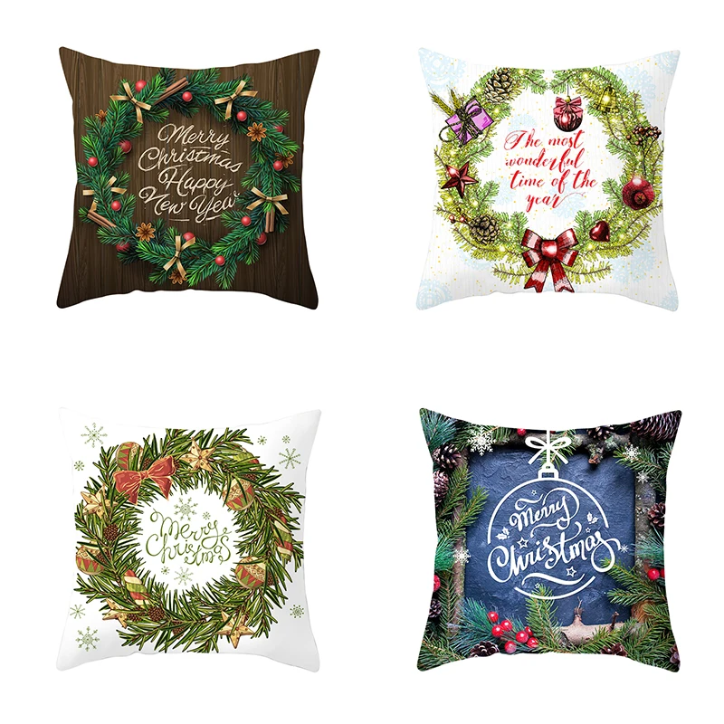 Рождественская зеленая сосновая ветка круглая наволочка для дома Декор