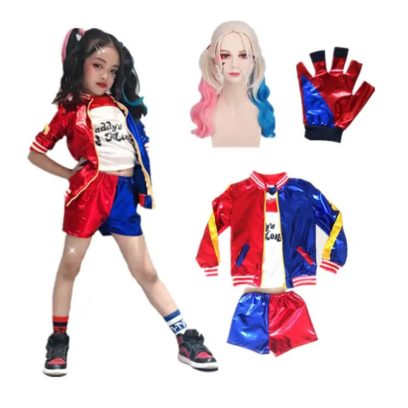 Самоубийство Костюмы для косплея самоубийство Harley Quinn дети девушки Хэллоуин