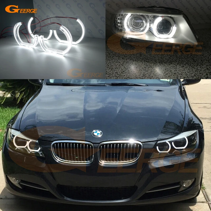 

For BMW 3 Series E90 E91 LCI 2009 2010 2011 2012 Xenon headlight DTM M4 Style Ultra bright led Angel Eyes halo rings Day Light