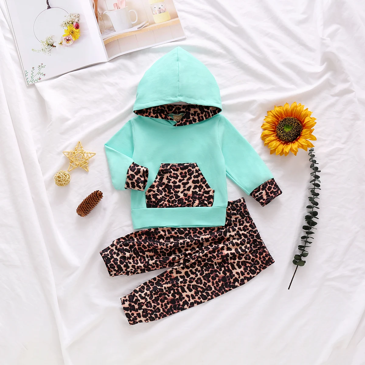 Повседневные комплекты из двух предметов для маленьких девочек толстовка с