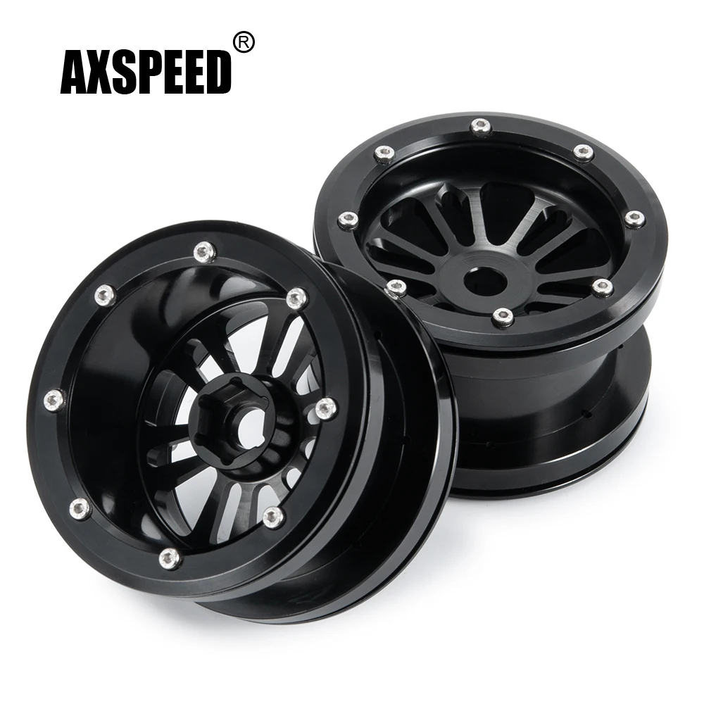 

AXSPEED 4 Pcs Wheel Hub 1/10 RC Crawler 2.2inch Alloy Beadlock Wheel Rims for Axial Wraith 90018