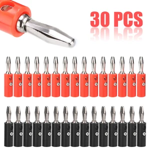 30 шт. штекер типа банан красный + черный 4 мм аудио колонка, проводной кабель винтовой разъем типа банан