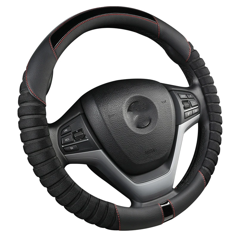 

Suitable for 38cm 3D non-slip wear-resistant leather car steering wheel cover for all seasons