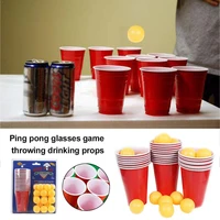 1 set of ping pong glasses game throwing drinking props beer pong set 24 red cups ping pong balls festival party entertainment