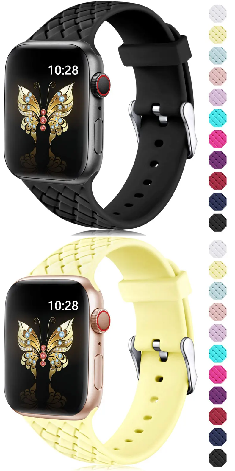 Силиконовый ремешок для apple watch 5 ремешок 44 мм 40 мм iwatch ремешок 42 мм 38 мм тканый узор ремешок для часов apple watch браслет 4 3 2 1