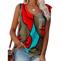 sexy sleeveless printed t shirt women clothes summer casual o neck oversized tank tops loose streetwear tee shirts