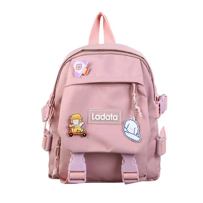 

Small School Bags Women Backpack Female Student College Girl Buckle Badge Multifunctional Backpacks Kawaii Waterproof Nylon Bag