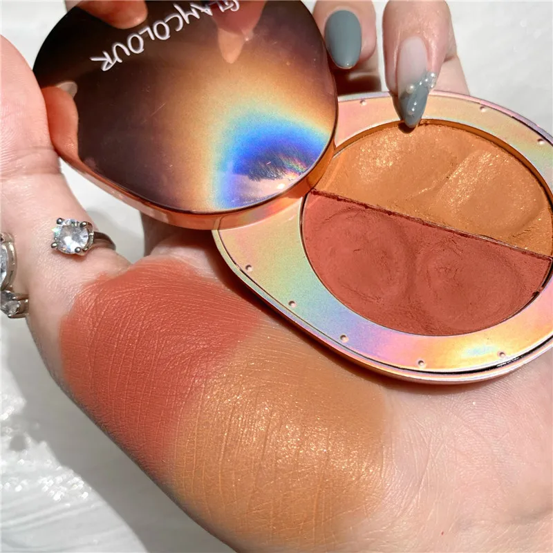 GlamColo Double Colors Highlighter Palette Face Contouring Makeup Brightener Concealer Primer Bronzer | Красота и здоровье