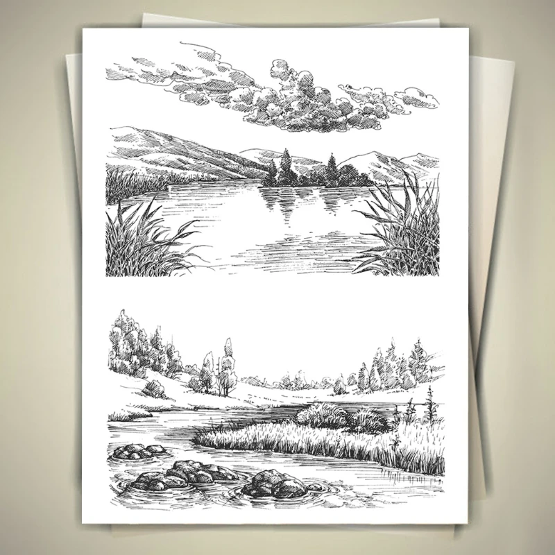 

Lake / River DIY Silicone Clear Stamp Cling Seal Scrapbook Embossing Album Craft 97QD