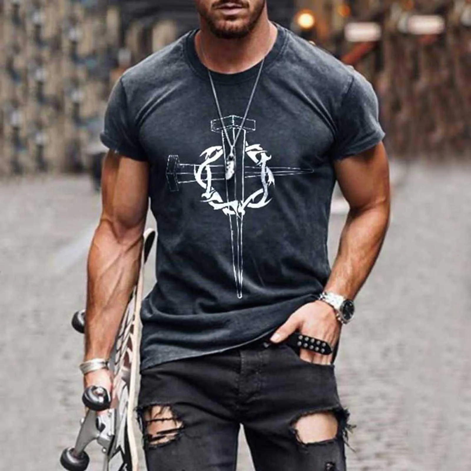 

3d Print Cross Mens T Shirt Short Sleeve O-neck Vintage Streetwear Tee Summer Fitness Bodybuilding Men Clothing Camiseta Hombre