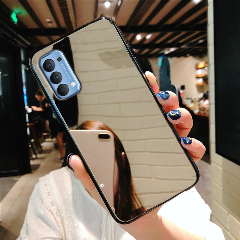 

Shiny Diamond Mirror Case For OPPO Reno 5G 3 4 Pro 2 2Z Cover For OPPO R11 R11S R9 R9S Plus R17 Pro Schoolgirl Makeup Cover