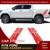 2pcs rear trunk car stickers for ford ranger t6 t7 t8 2012 2019 2020 4x4 off road stripe car sticker pickup box bed car decal