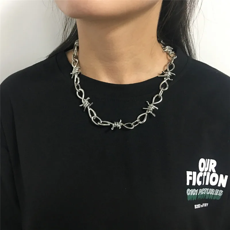 XL1993 Панк замок пламя унисекс ожерелье многослойное Harajuku уличная хип-хоп Рок колье-цепь вечерние ювелирные изделия воротники - Окраска металла: XL1993