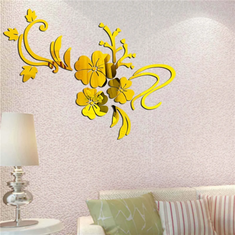 

Exquisite Flower 3D Mirror Removable Wall Stickers Decal Art Mural Home Bedroom TV Background Decorations