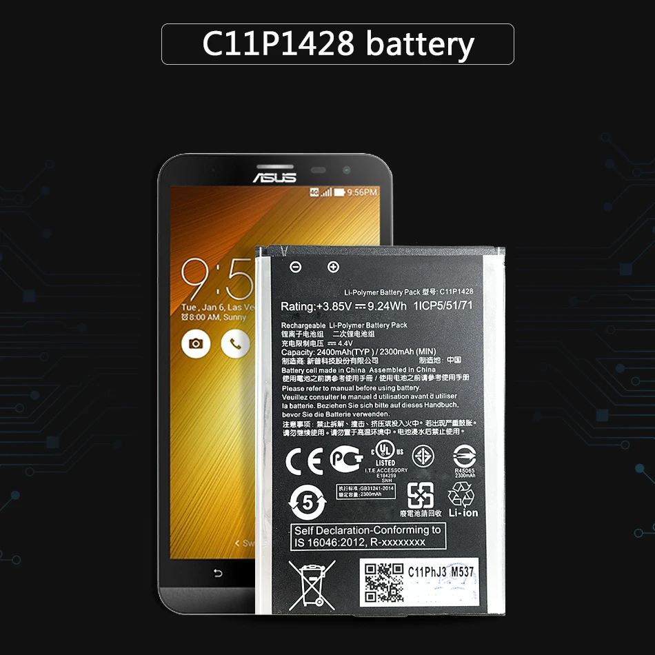 Аккумулятор высокой емкости для ASUS C11P1428 батарея телефона ZenFone2 Laser 5 дюймов ZE500KL