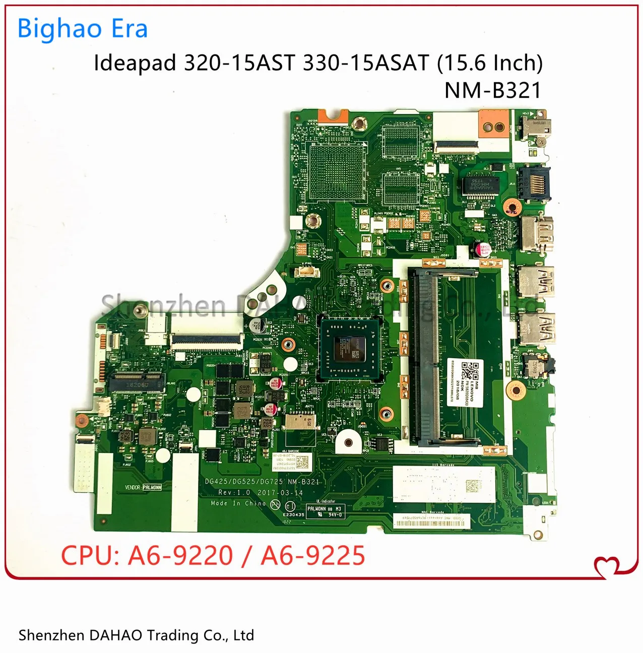 

Для Lenovo 320-15AST 330-15AST 320-17AST Материнская плата ноутбука NM-B321 материнская плата с A6-9220 A6-9225 процессор DDR4 100% полностью протестирована
