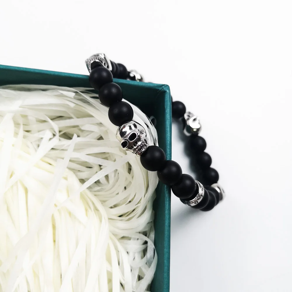 Стрейчевый браслет с миниатюрными черепами модные ювелирные изделия унисекс из