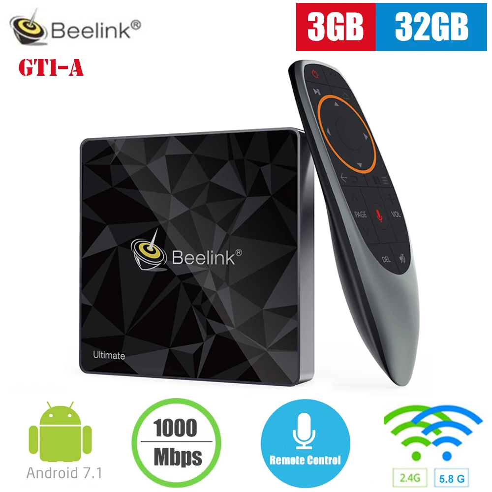 ТВ-приставка Beelink GT1/GT1-A Восьмиядерный Amlogic S912 Android 6 0 медиаплеер 3 Гб ОЗУ 32 ПЗУ 5 ГБ
