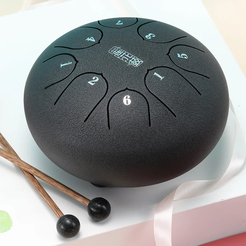 

Alloy Steel Tongue Drum 6Inch 8 Tones with 1Pair Mallets + Storage Drum Bag SEC88