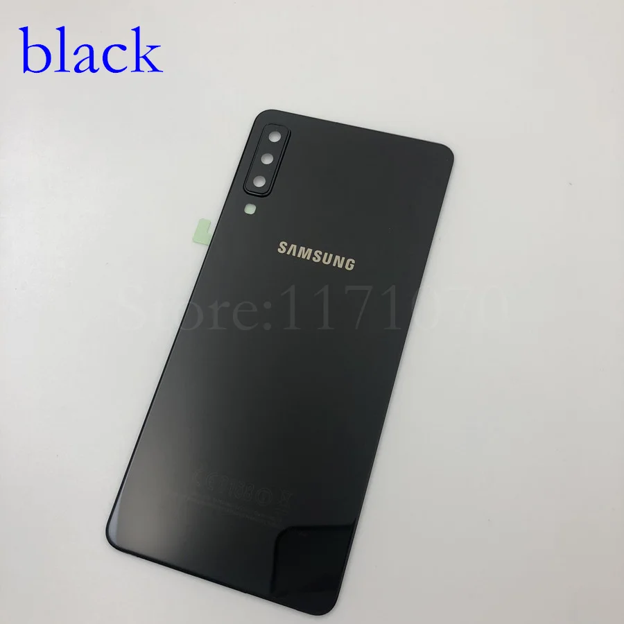 A750 black Для samsung Galaxy A7 Задняя крышка батареи A750 чехол A750F SM-A750 задняя дверь корпус стеклянная панель запасные части - Цвет: A750 black