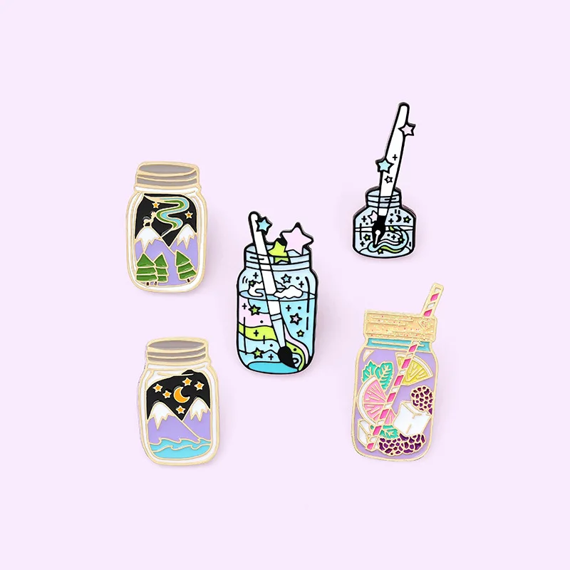 Эмалевые булавки в виде бутылки с чернилами фрукты чай брошь Ювелирное Украшение