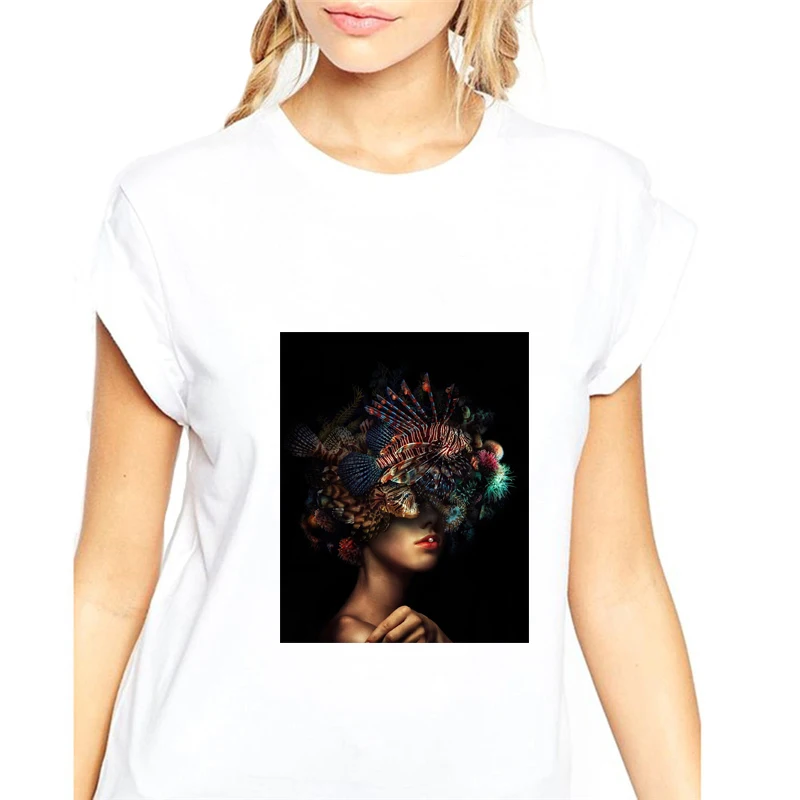 

Women Mona Lisa printing Harajuku Aesthetic White Tshirt New Fashion Clothing T Shirt Women Korean Style Casual Female T-shirt