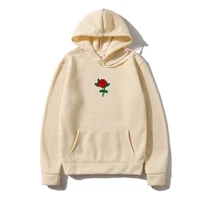 harajuku hoodie sweatshirt mens fashion streetwear rose flower print hoodie top pullover men and women casual hooded sweatshirt