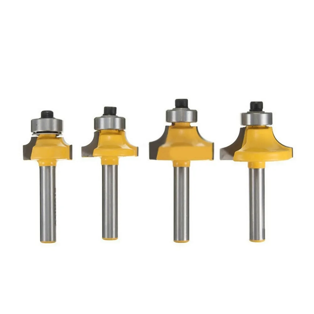 

4pcs 1/4 Inch Shank Round Over Bead Edge Forming Router Bit 1/2 3/8 1/4 1/8 Router Bits Cutting Tools For Softwoods