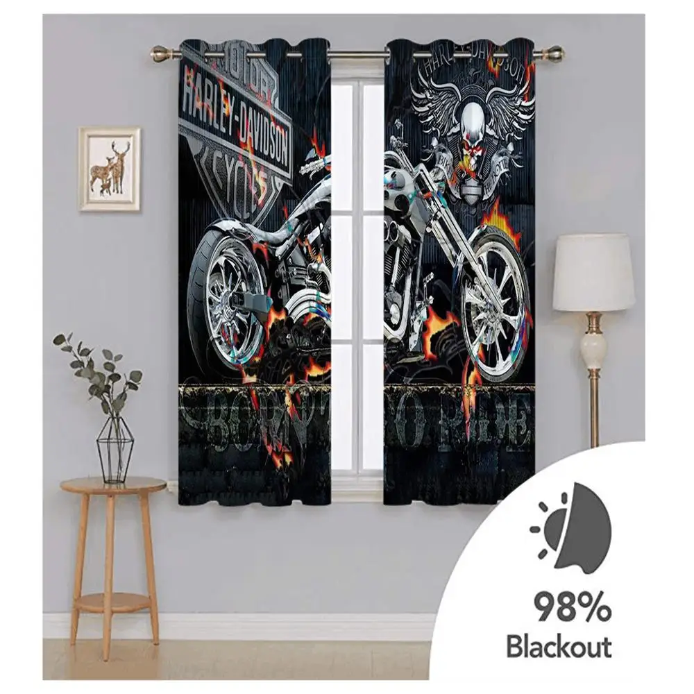 

Cool 3D Curtains Luxury Window Curtain Living Room Bedroom Motorcycle Photo Printed 3D Cortinas Drpaes For Kitchen