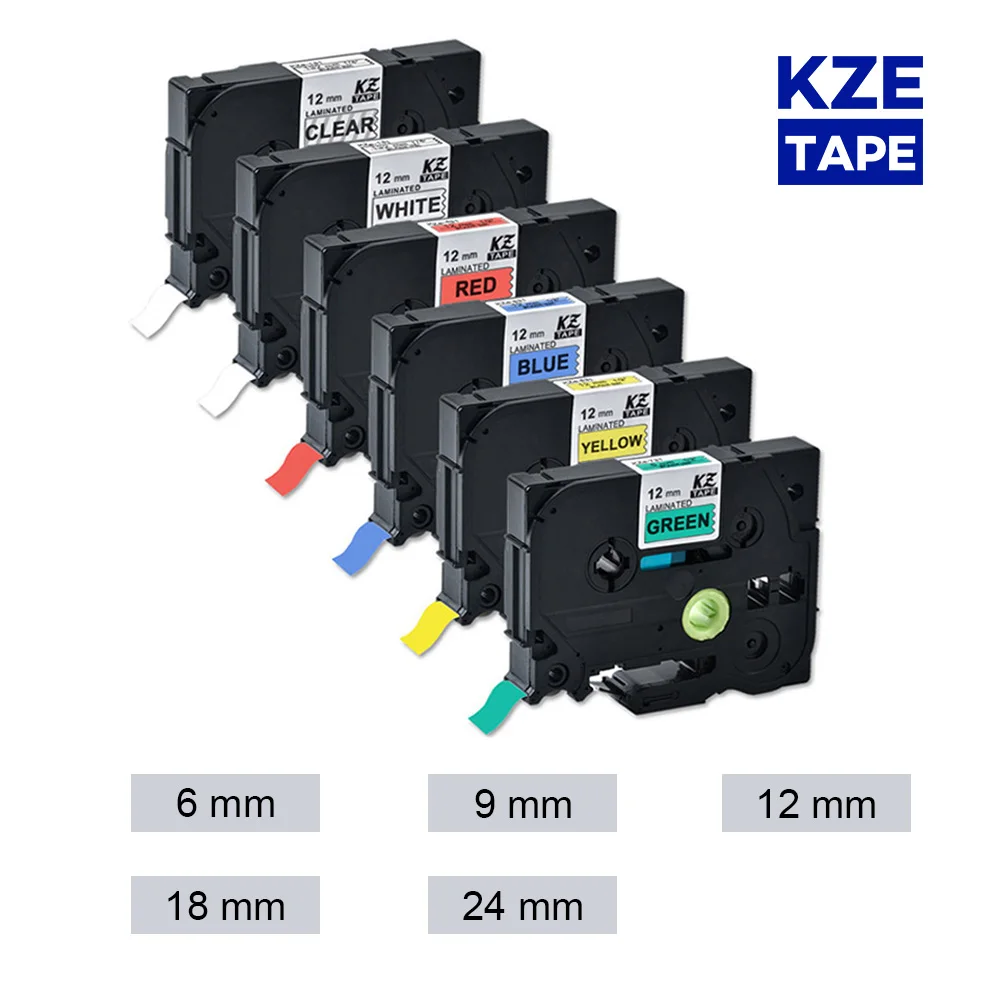 Kze 6 мм 9 12 24 совместимая лента для этикеток Brother разноцветная ламинированная tze