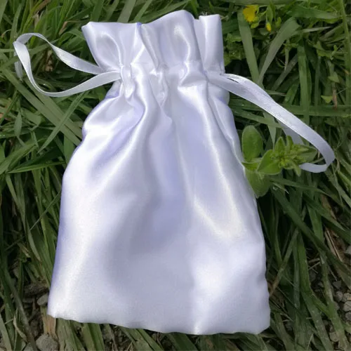 Белый 100 шелковая подарочная упаковка с пятнами, 9x12 см, 10x15 см(" x 6"), можно напечатать логотип, макияж, ювелирные изделия, сумки на шнурке - Цвет: Белый