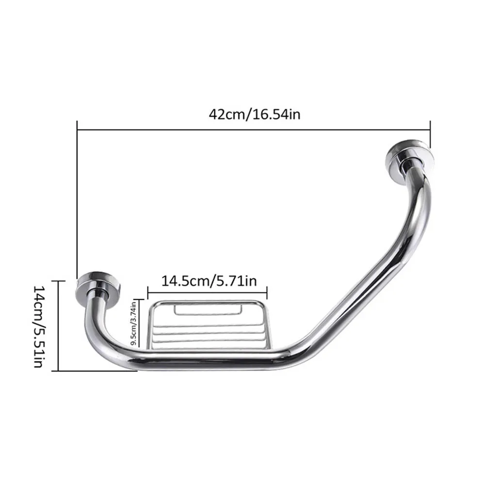 

Stainless Anti-Slip Safety Grab Bar Bath Toilet Wall Grip Handle with Soap Storage Box new