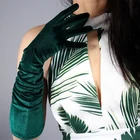 Элегантные золотистые бархатные рождественские длинные тонкие вечерние рукавицы с закрытыми пальцами женские эластичные ретро-рукавицы для вождения теплые перчатки H47