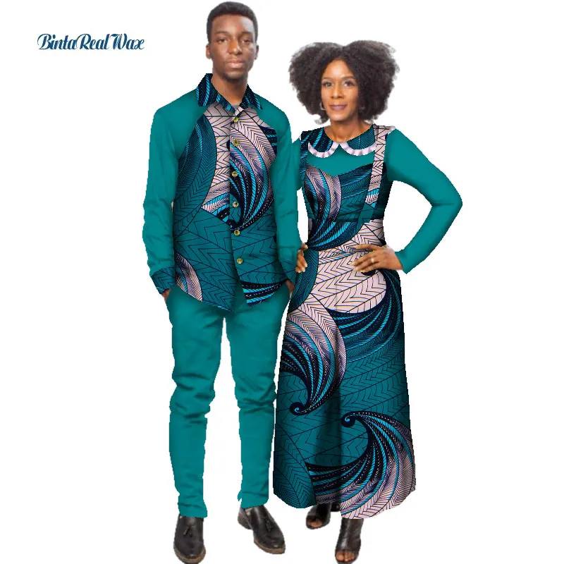 Комбинезон с Африканским принтом и рубашкой для женщин базин богатый Мужской