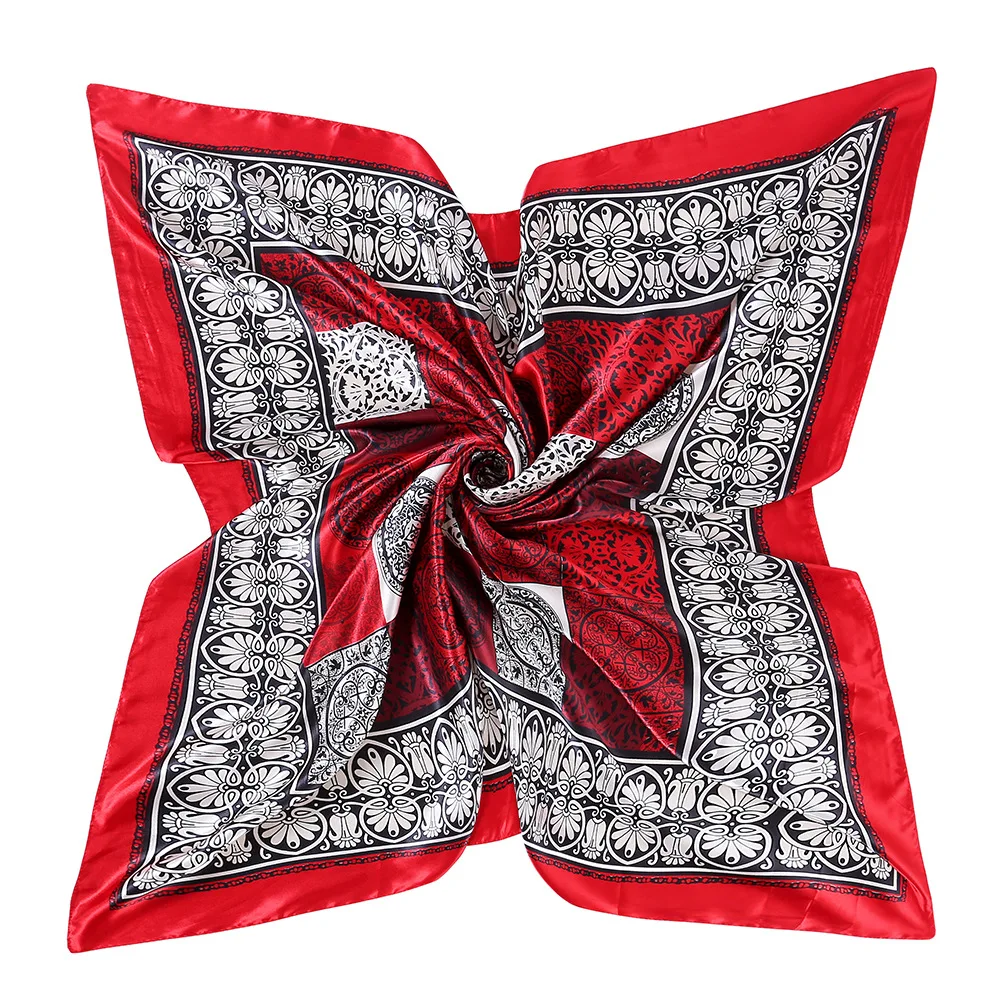 

10pcs Women's Twill Silk Scarf 90x90cm Large Square Stain Silk Scarf Women Luxury Shawls Dot Neck Masks for Ladies