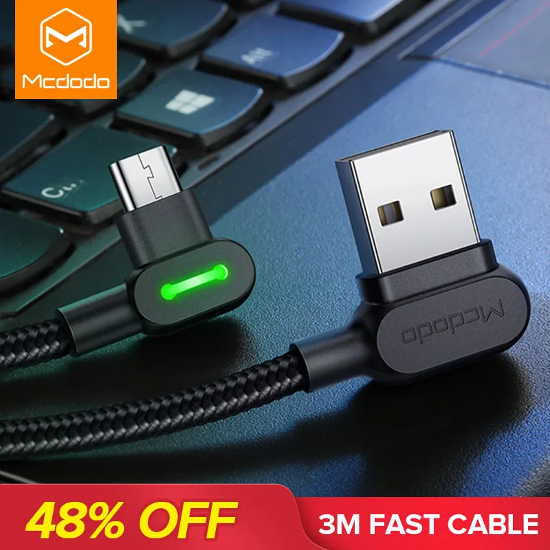MCDODO 3 м 3A Быстрый микро USB кабель Зарядное устройство данных зарядный кабель Microusb для samsung huawei Andriod мобильных телефонов кабели шнура