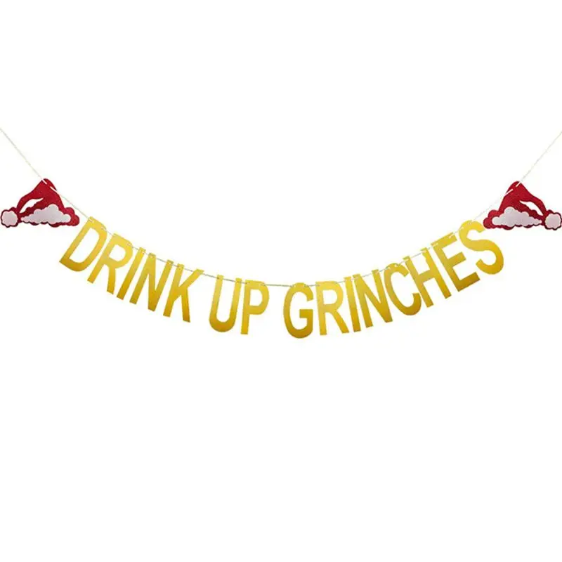 2 шт. Золотая блестящая Рождественская шляпа для питья баннер Drinch украшения