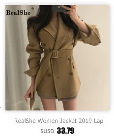 RealShe, длинное женское пальто,, с отворотами, поясом, карманами, пальто и куртки для женщин, большой размер, длинный плащ, Весенняя верхняя одежда, шерстяное пальто для женщин