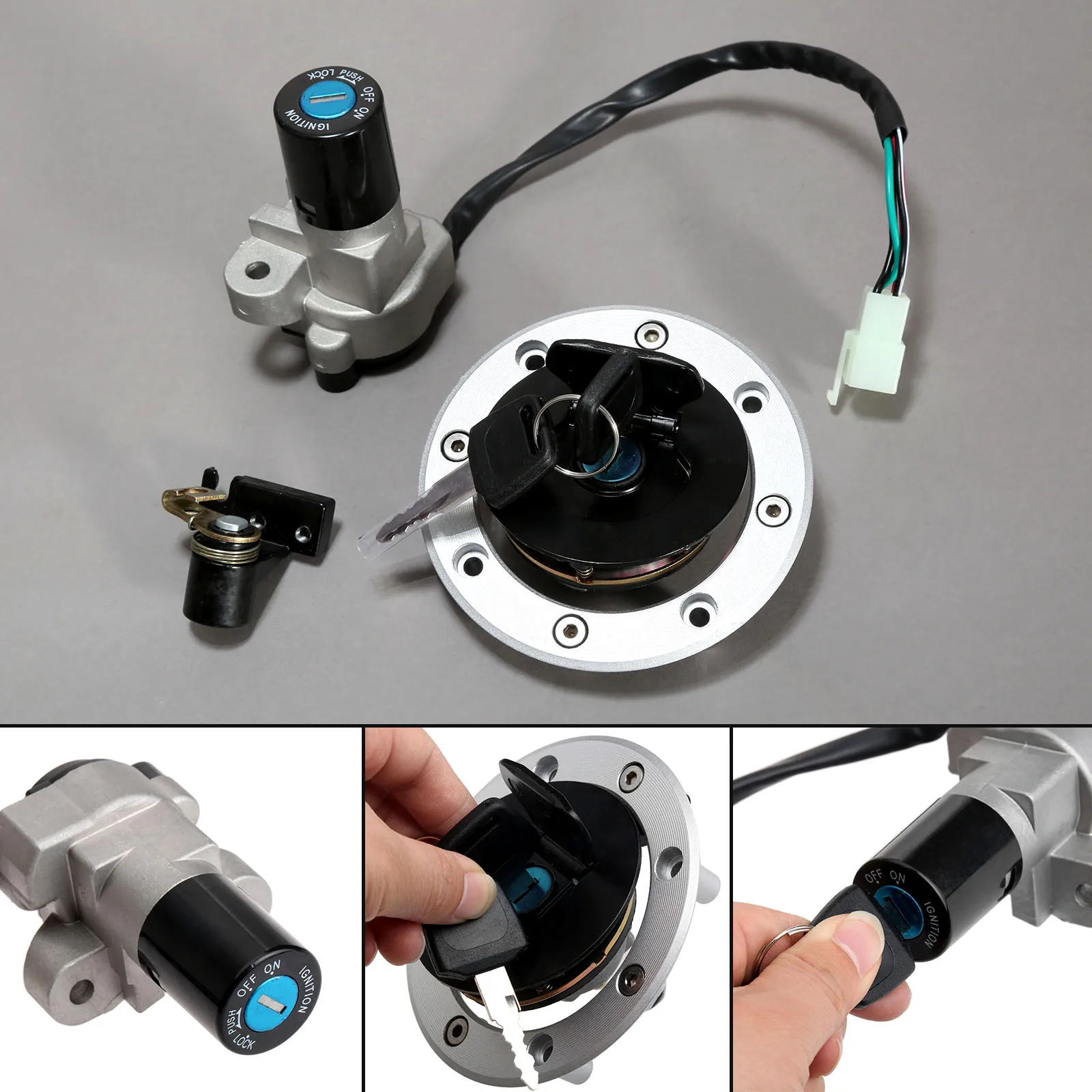 Motorcycle Ignition Switch Kit Assembly Fuel Gas Cap Tank Cover Seat Lock Key Set For Suzuki GSF250 GSF400 GSX750 GS500 | Автомобили и