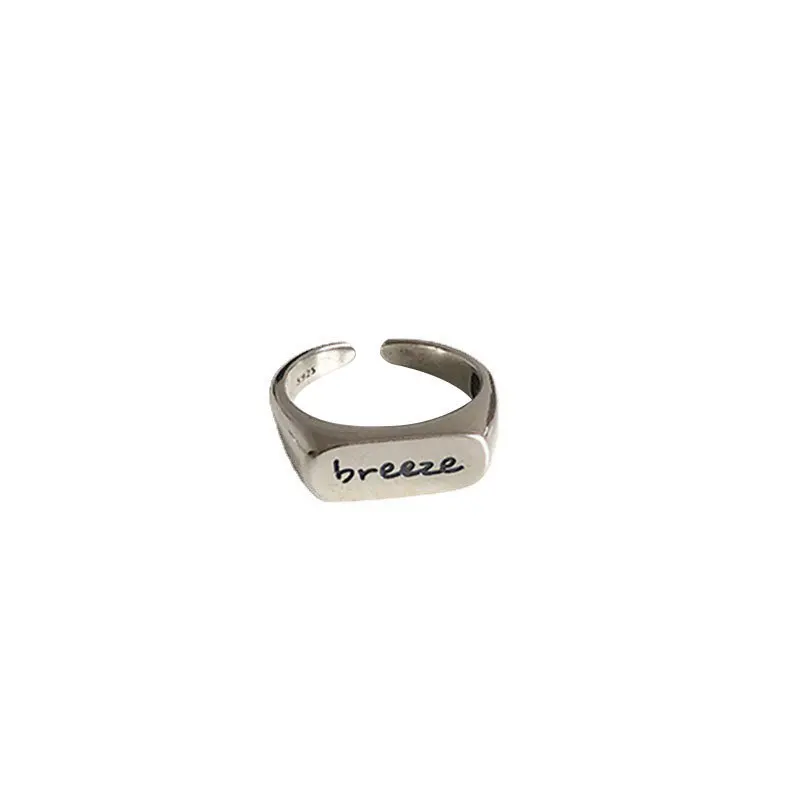 

TIMEONLY Temperament Wide Alloy Letter Open Ring for Women Geometrical Forefinger Rings Anniversary Gifts Jewellery Japan Style