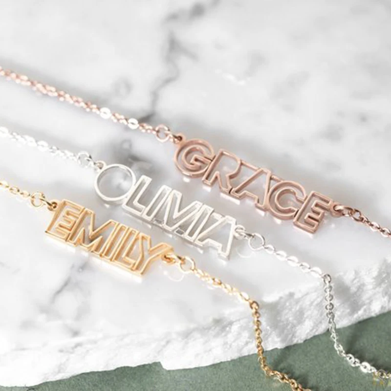 Custom Cut Out Name Necklace Stainless Steel Personalized Any Letter Nameplate Pendants For Women Men Birthday Jewelry Gift | Украшения и