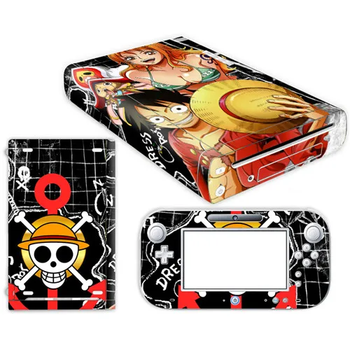 YS-WIIU-0082 Аниме one piece Luffy стикер кожи для nintendo wii u консоль крышка с пультами контроллер скины для геймпад для nintendo wii u наклейка - Цвет: YS-WIIU-0082