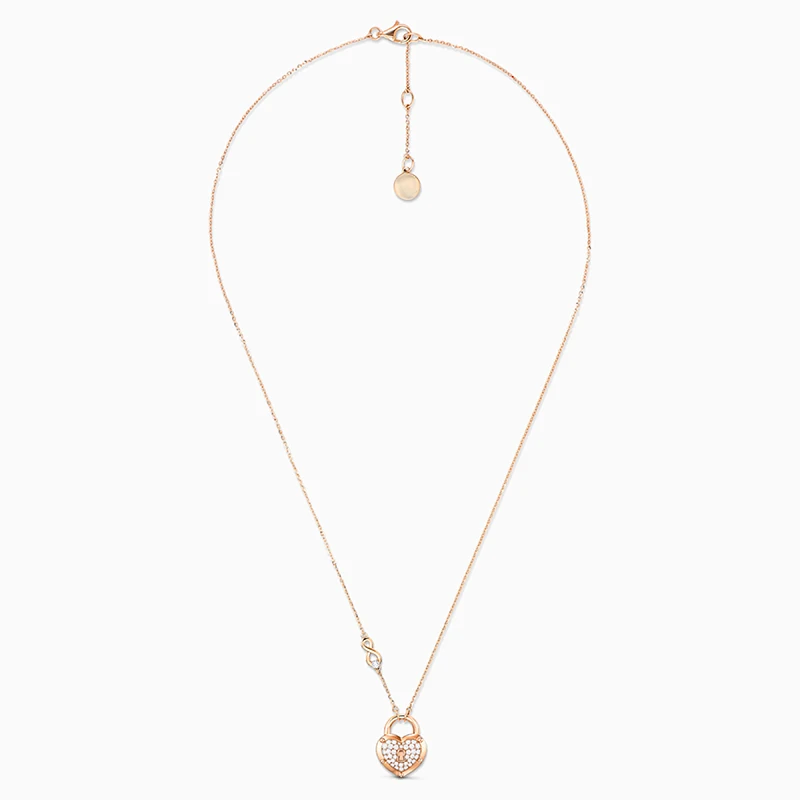 

Fashion SWA New Lock I Love Necklace Eternal Heart Love Lock Decoration Rose Gold Necklace Women All-match High-end Jewelry Gift