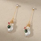 Винтажные изысканные элегантные серьги в стиле барокко Средневековья, Длинные темпераментные серьги из натурального камня, ювелирные изделия