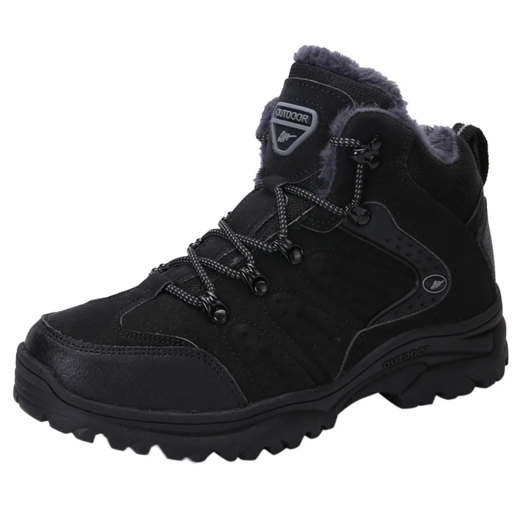 Высокие уличные мужские кроссовки теплые зимние ботинки с плюшевой подкладкой