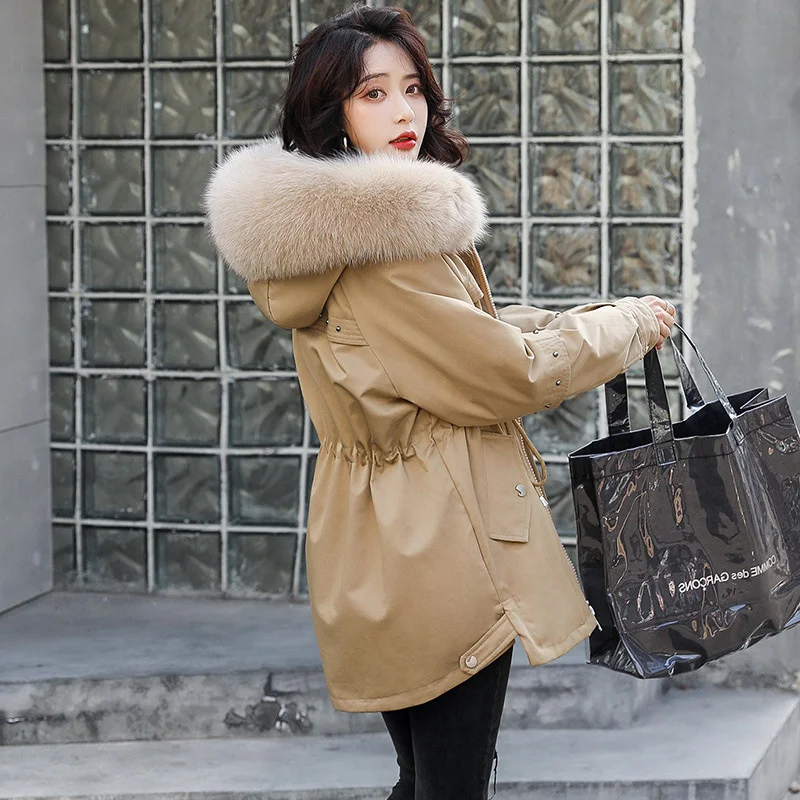 

cotton padded clothes women's middle and long style 2020 winter clothes new Korean version waist closing winter ins