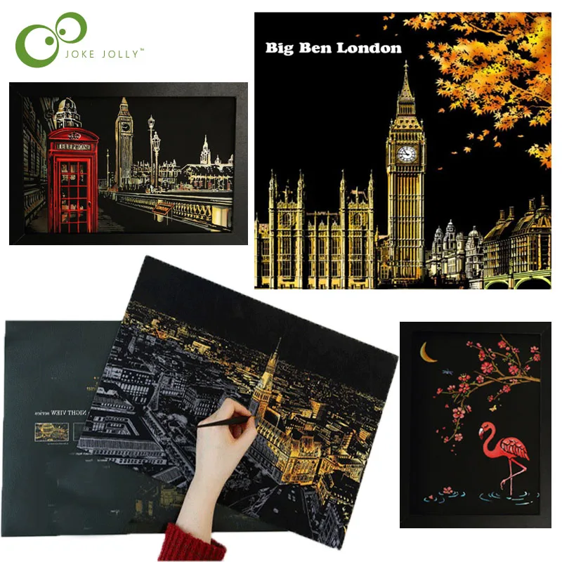 4 шт./компл. магический шар Красочные скретч-бумага для живописи с рисунком дети