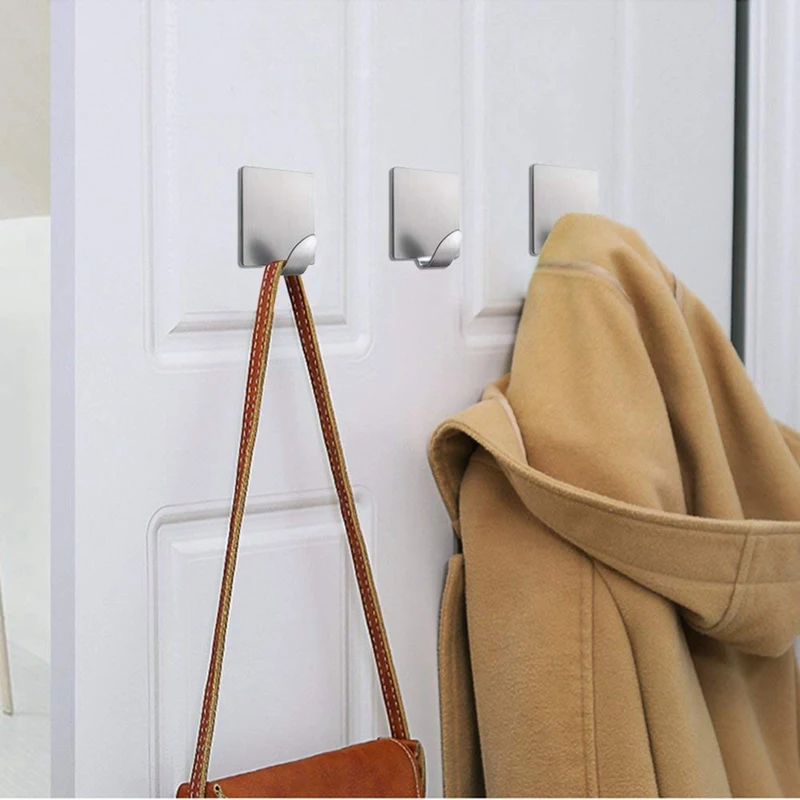 

4x Self Adhesive Hooks Heavy Duty Wall Hooks Stainless Steel & 1x 450Ml Stainless Steel Oblique Mouth Pull Flower Cup